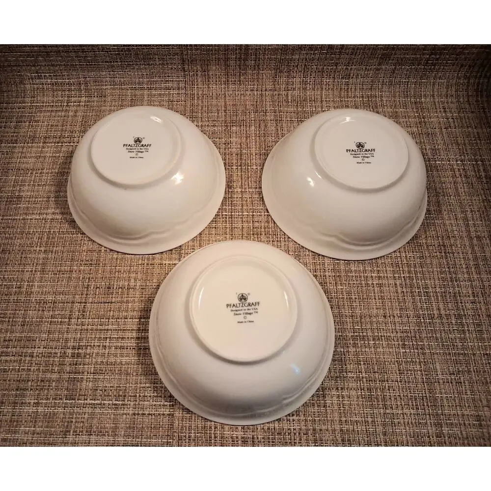 Pfaltzgraff Snow Village Cereal Bowls Set of 3